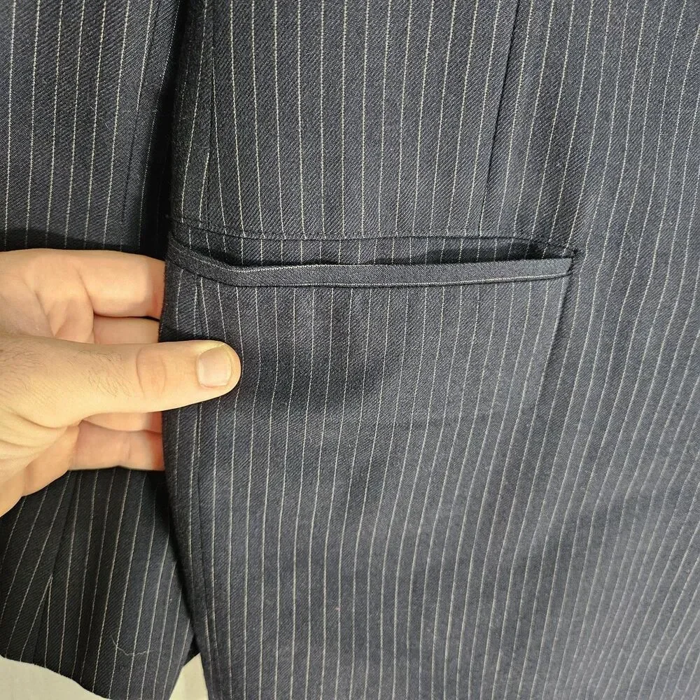 VTG 80s Brooks Brothers Suit Jacket Blazer Mens 42L Pinstripe Navy USA Union